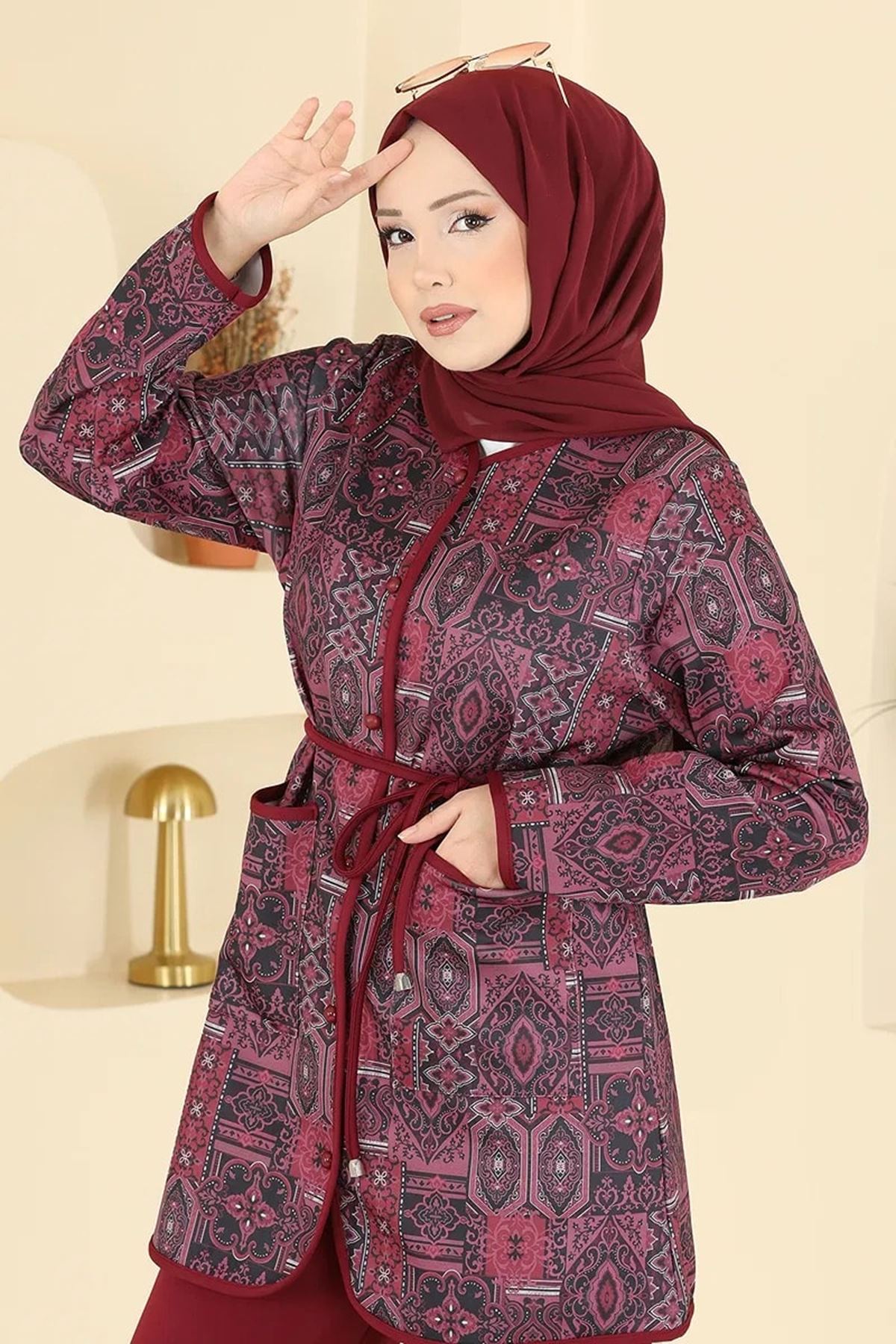 Etnik Desenli Takım - Bordo