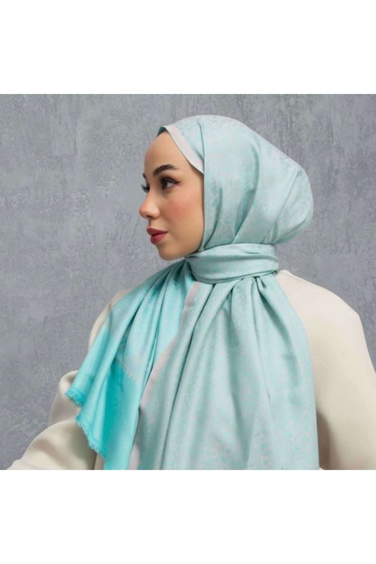 Çiçek Desenli Çift Taraflı Yeşil Kaşmir Şal