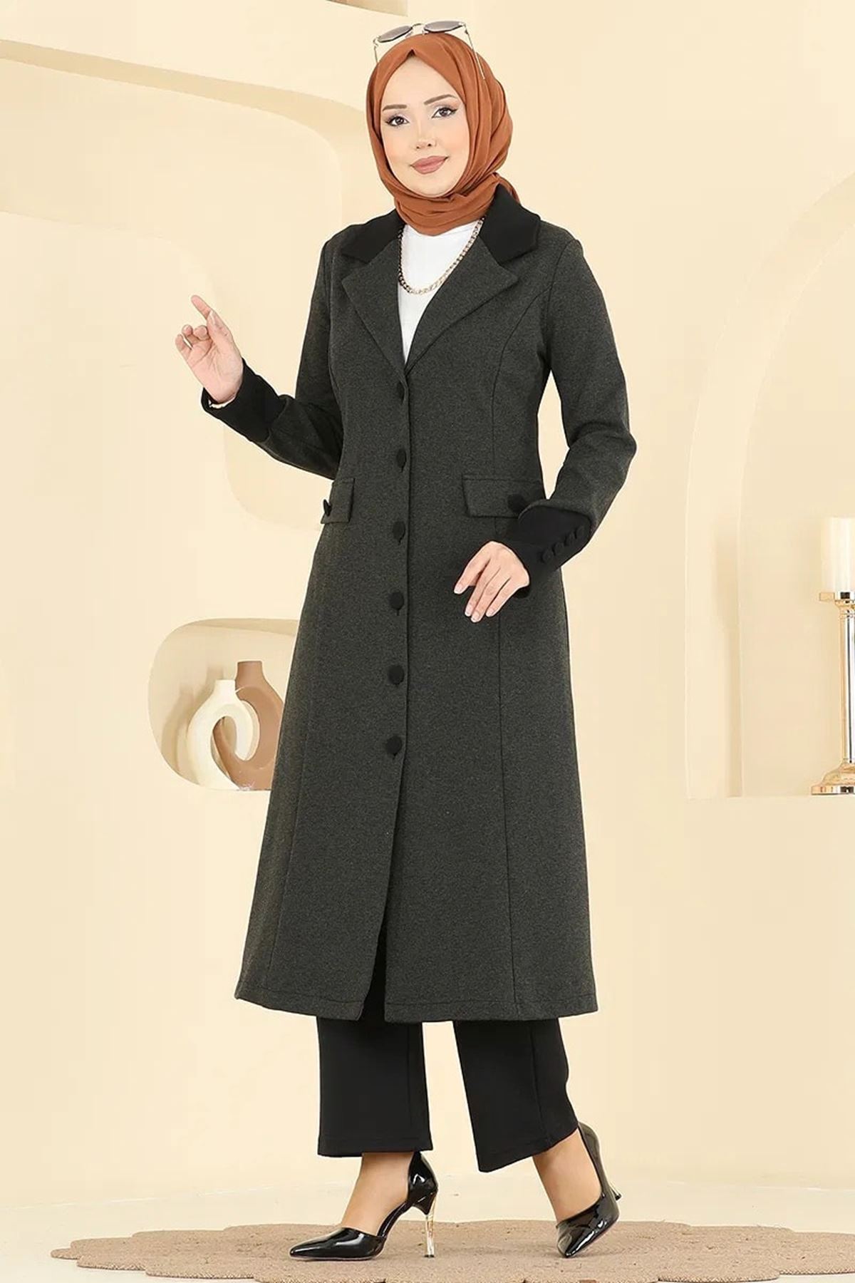 Kruvaze Yaka Kombin - Haki&Siyah