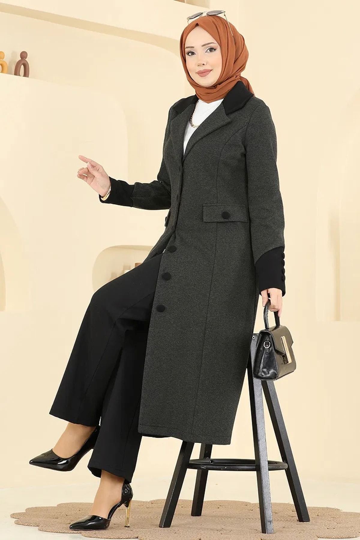 Kruvaze Yaka Kombin - Haki&Siyah