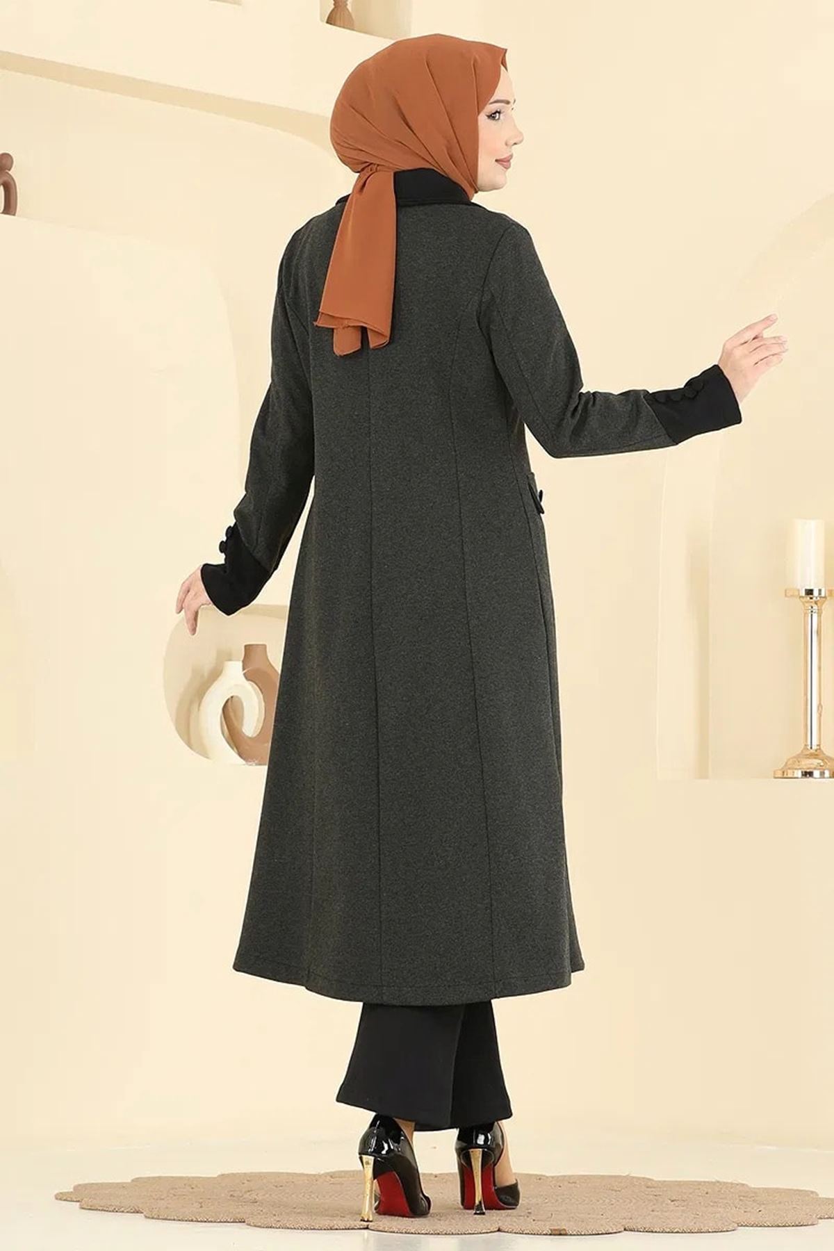 Kruvaze Yaka Kombin - Haki&Siyah