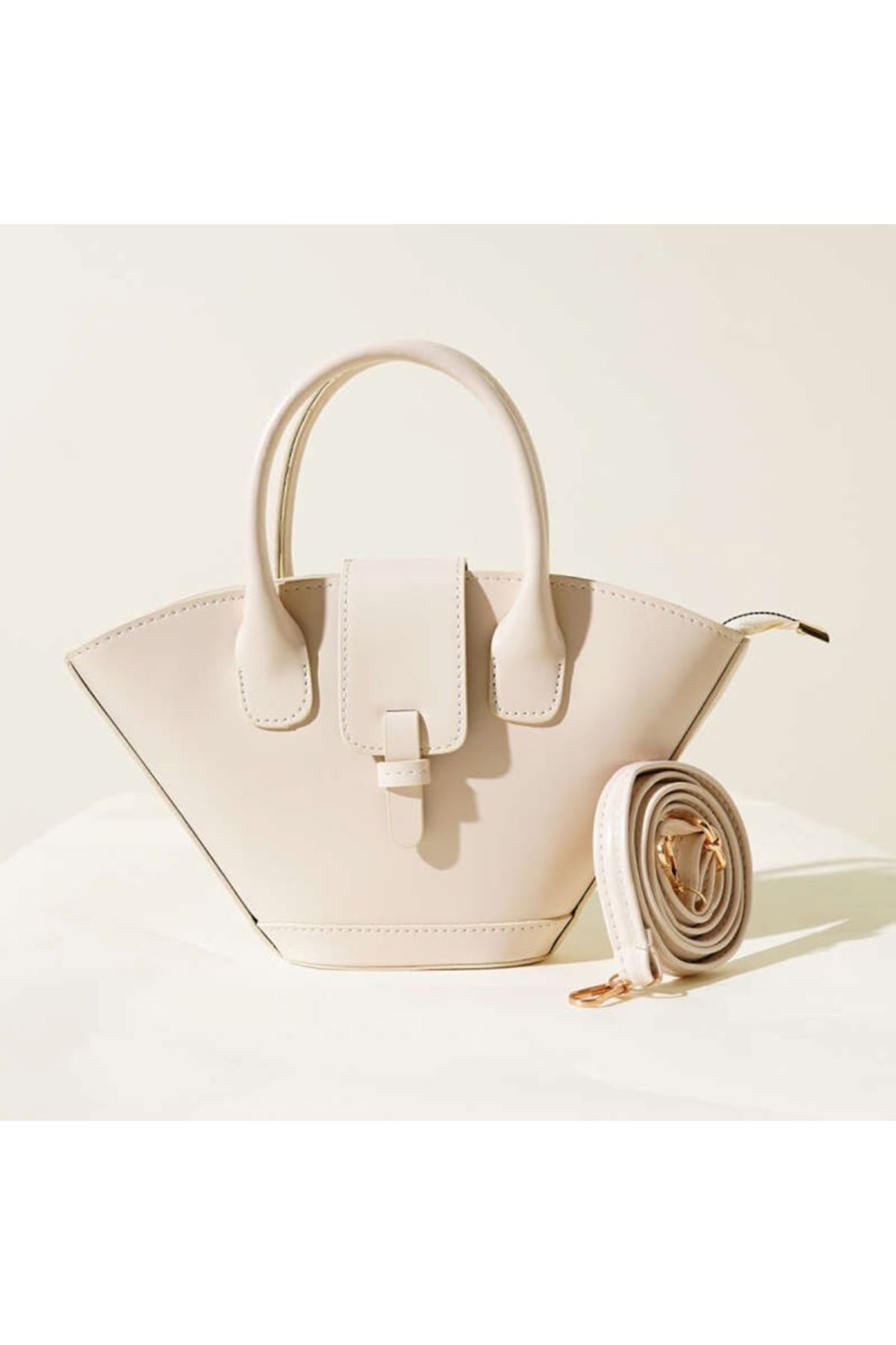 Ekru Tasarım El ve Omuz Çantası