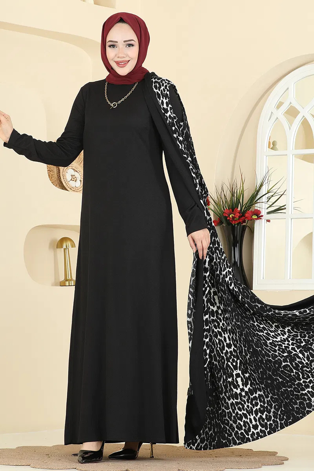 Desenli Yelekli Takım - Desen 1 Siyah