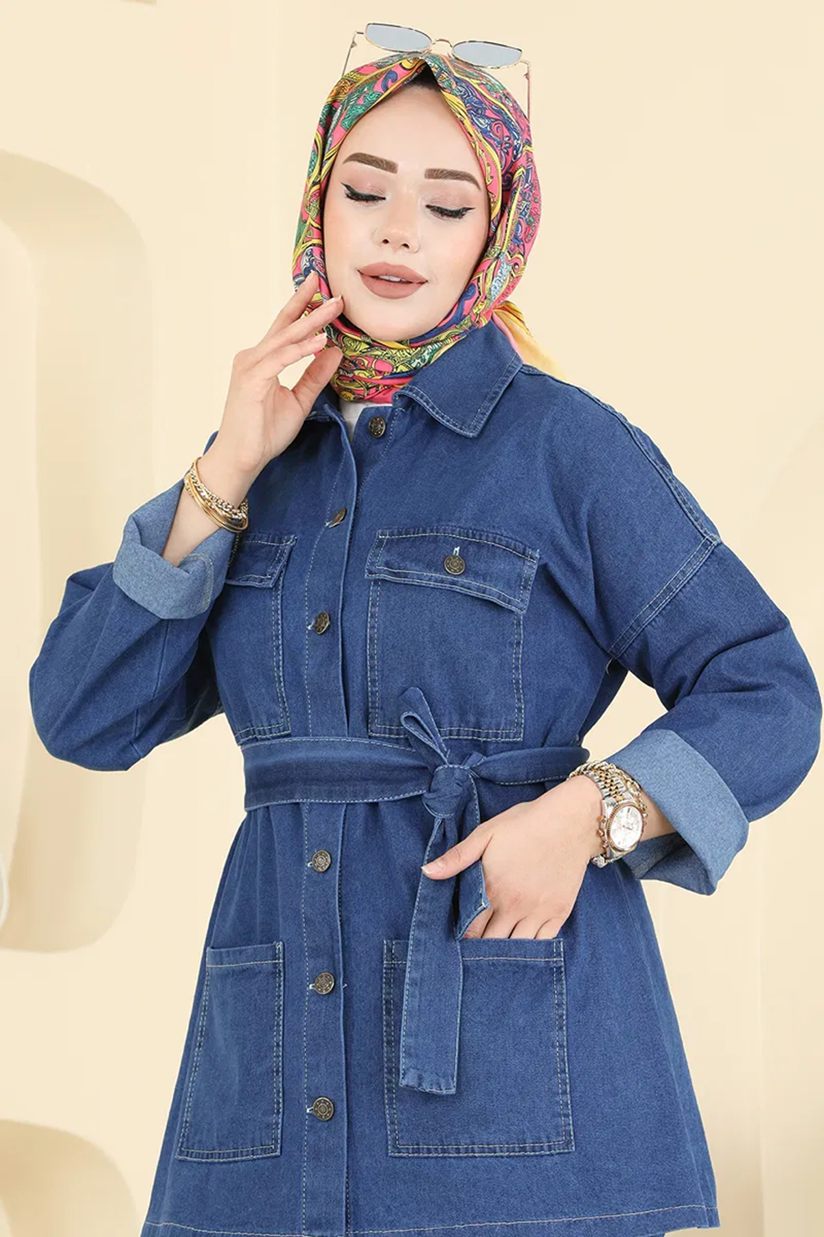 Kuşaklı Açık Kot Takım