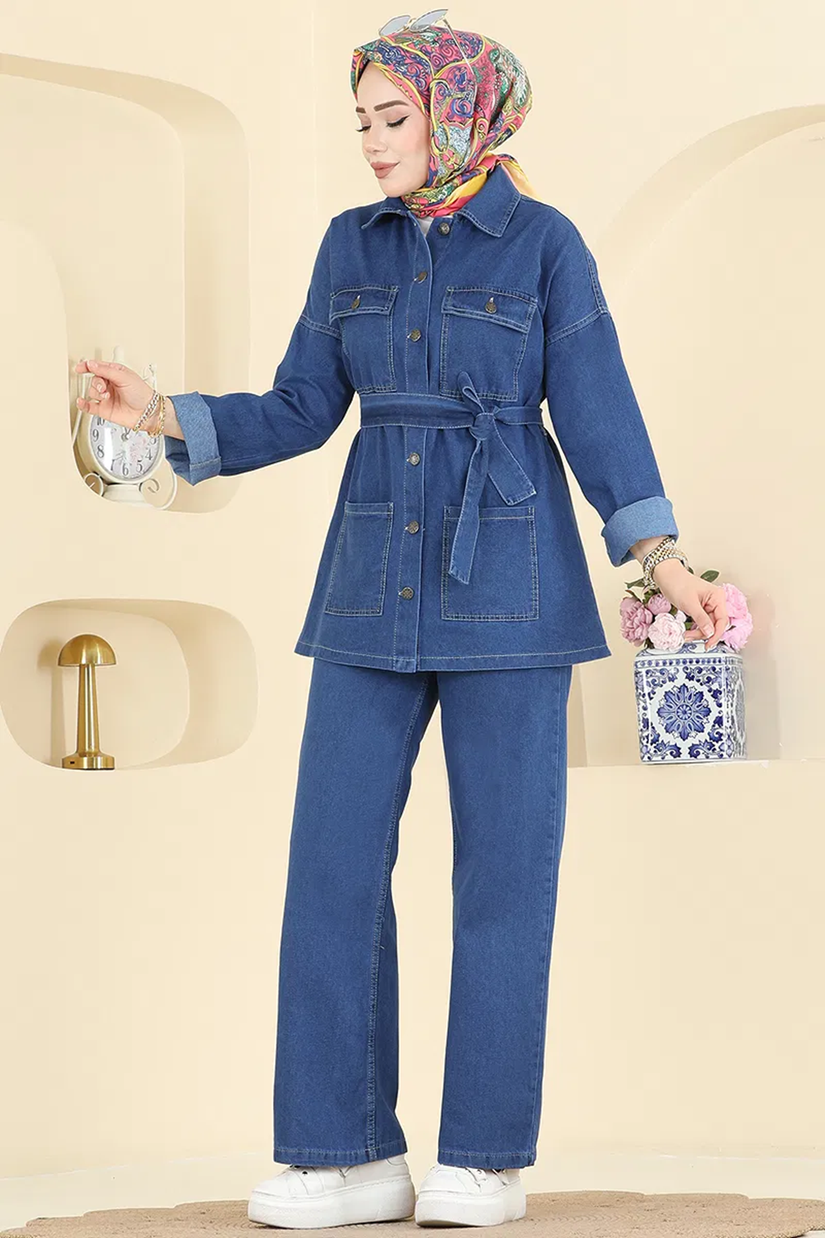 Kuşaklı Koyu Kot Takım