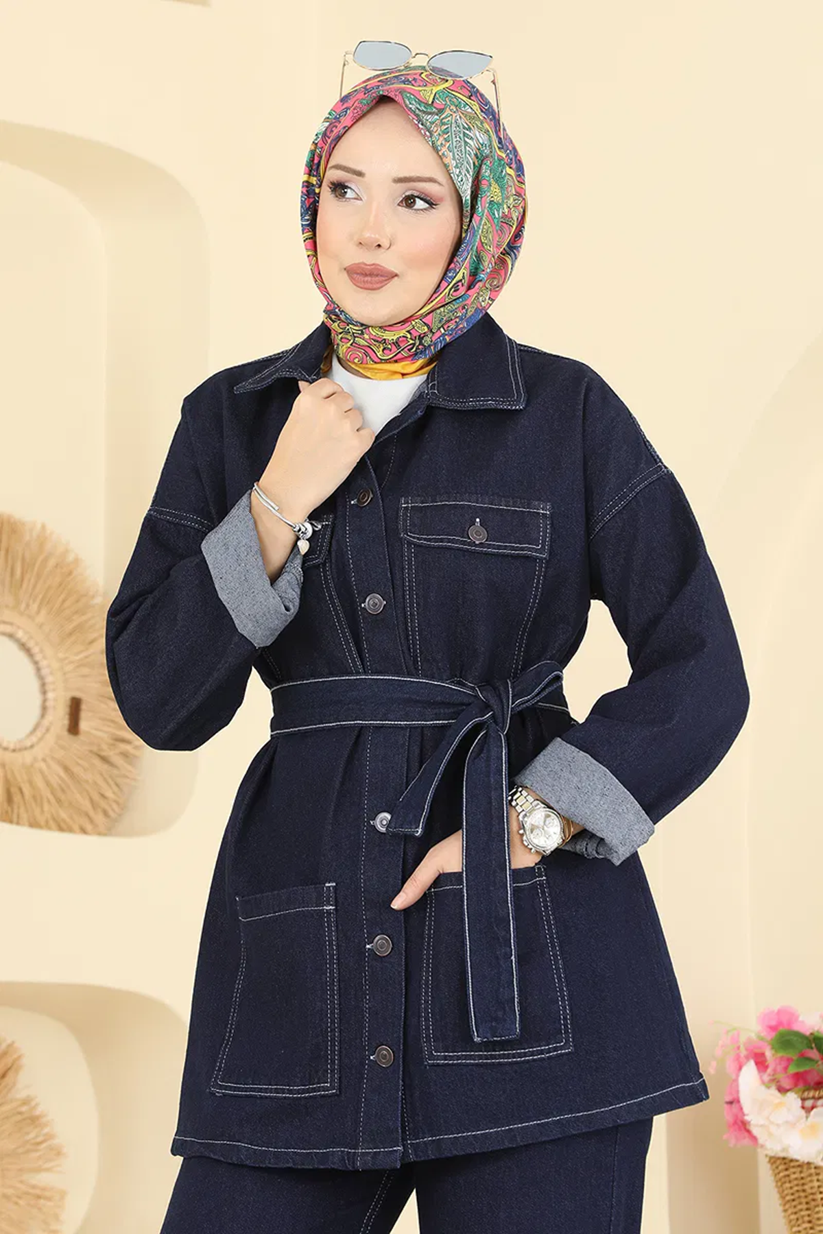 Kuşaklı Koyu Kot Takım