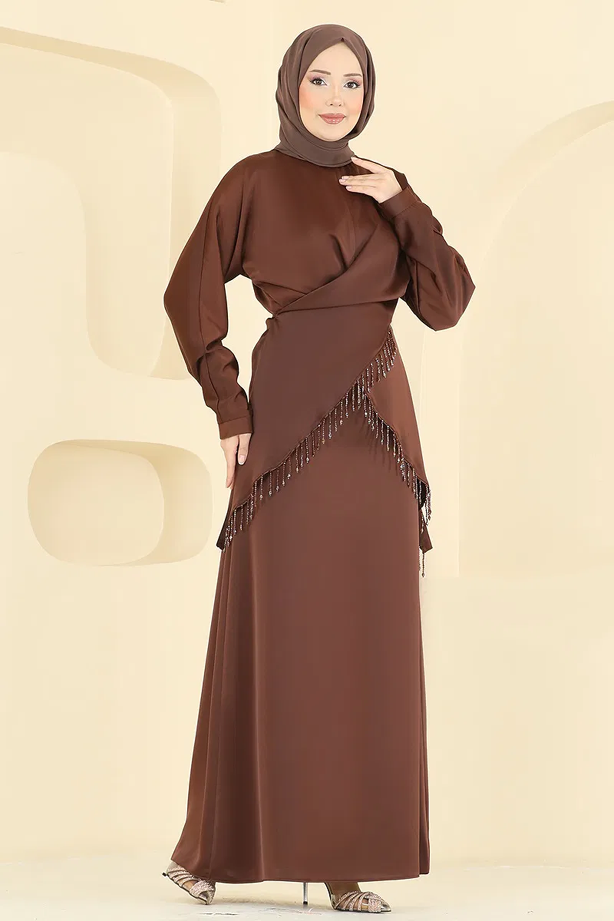 Tasarım Model Saten Takım Kahve