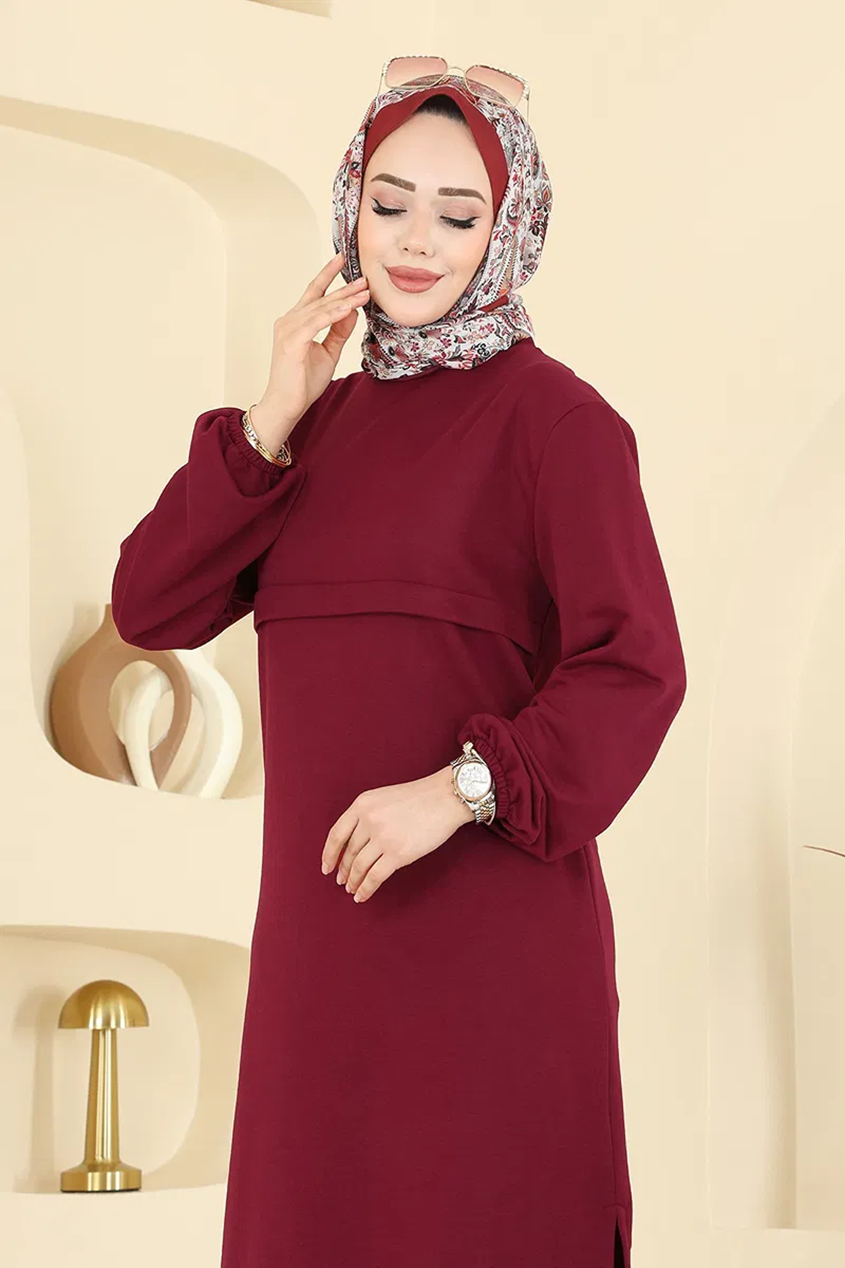 Manşeti Lastikli Takım Bordo