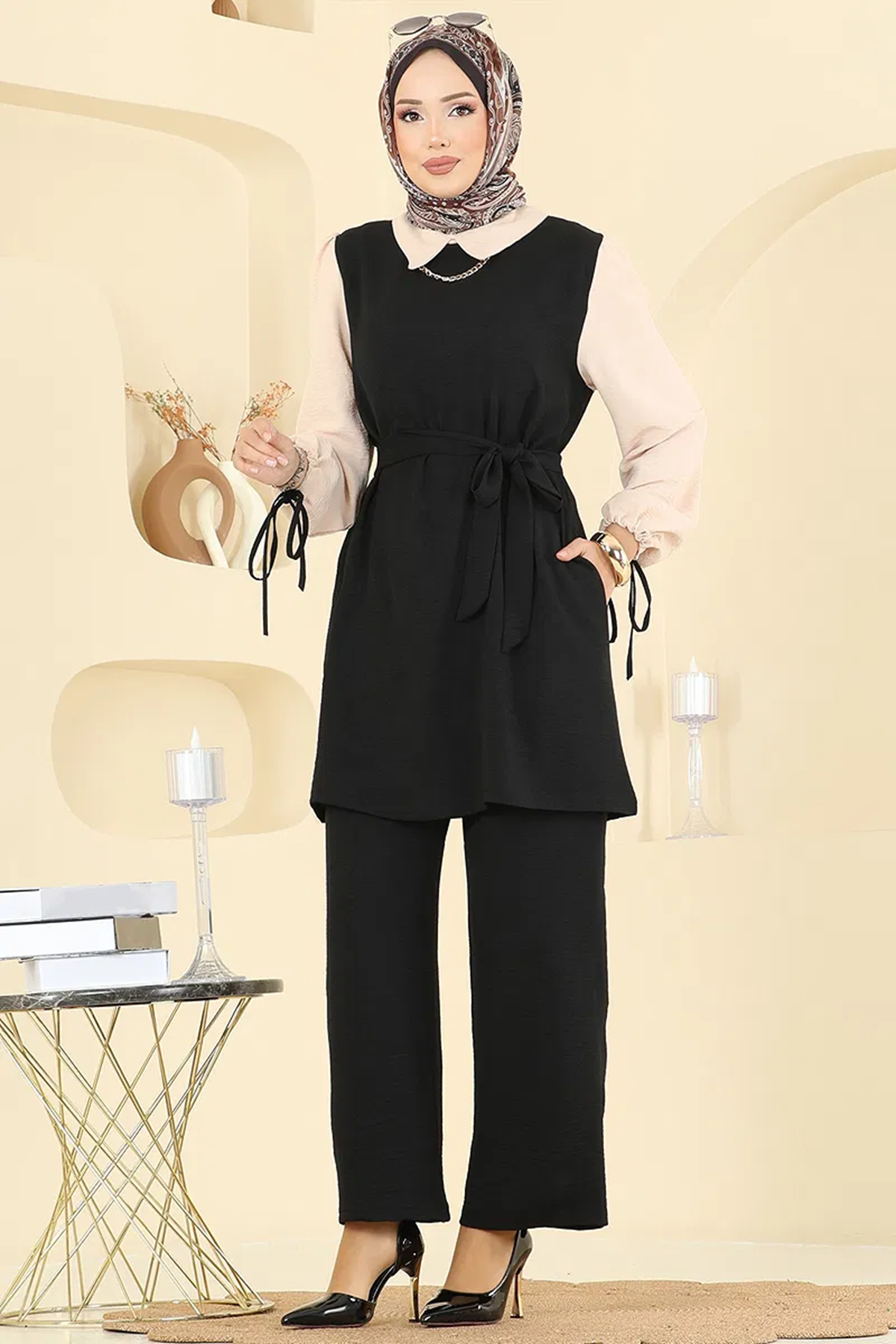 Bağcıklı Aerobin Takım Siyah