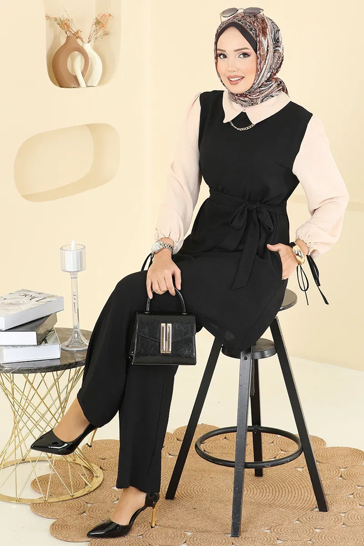 Bağcıklı Aerobin Takım Siyah