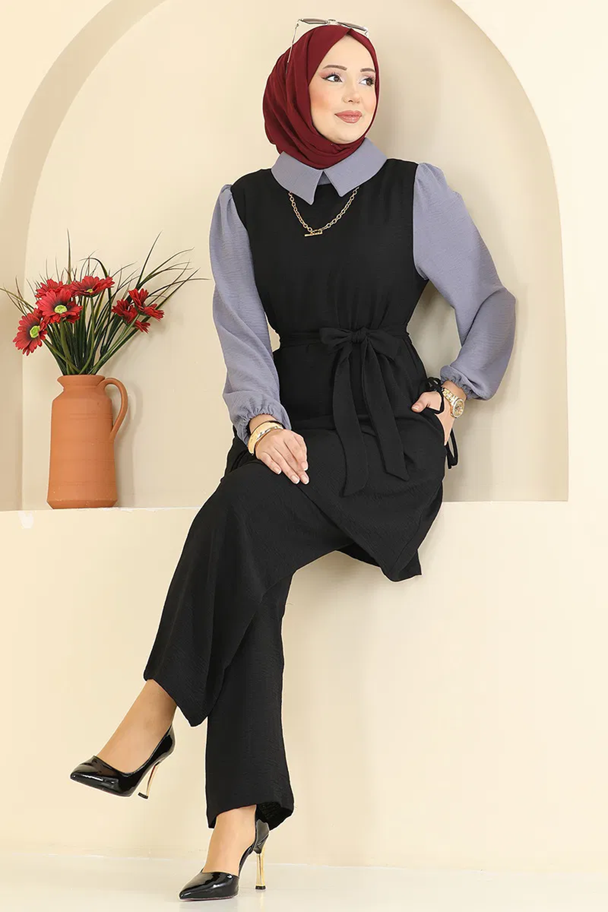 Bağcıklı Aerobin Takım Siyah&Antrasit