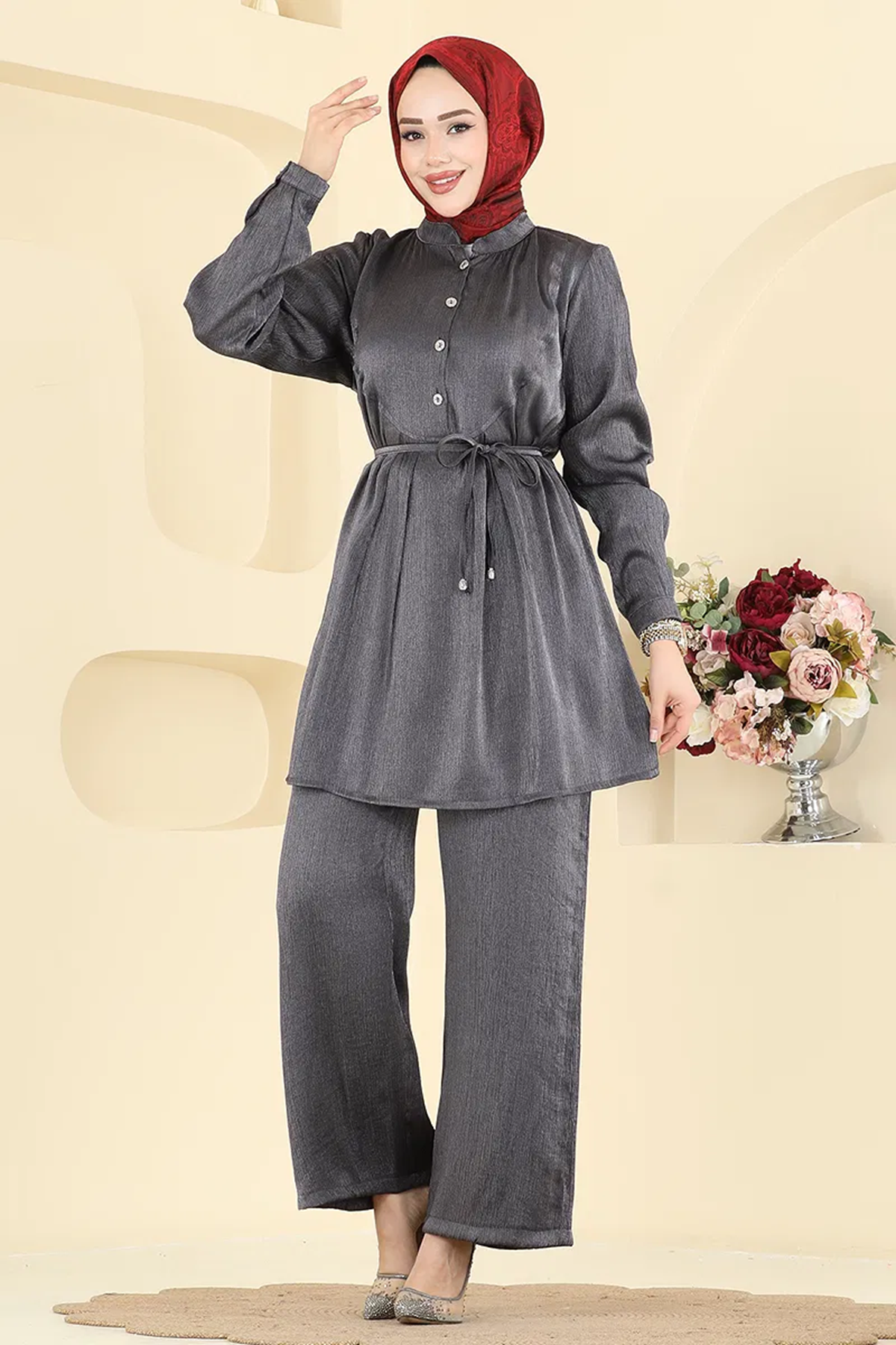 Parlak Bürümcük Takım Antrasit