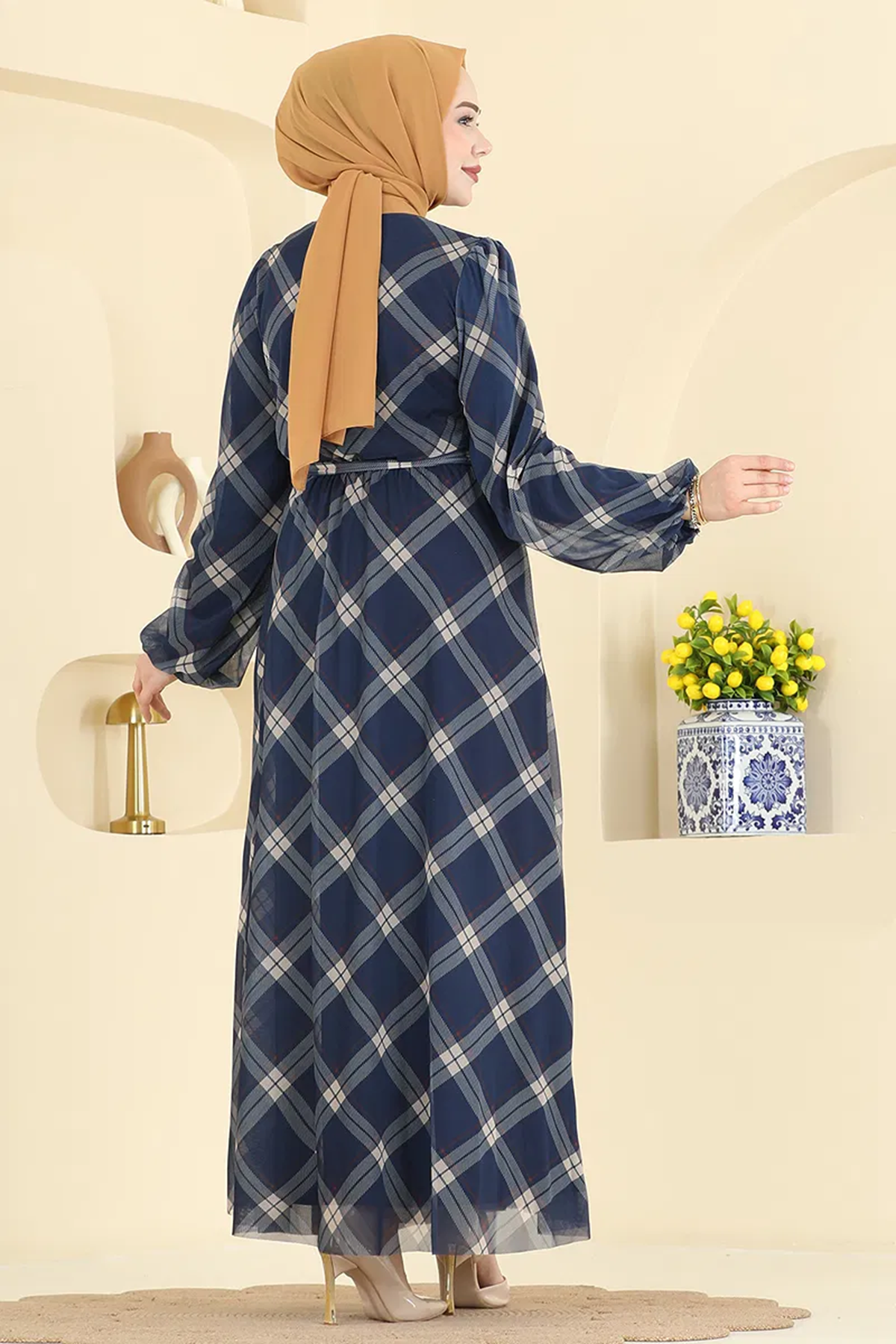 Ekose Tül Elbise Laci