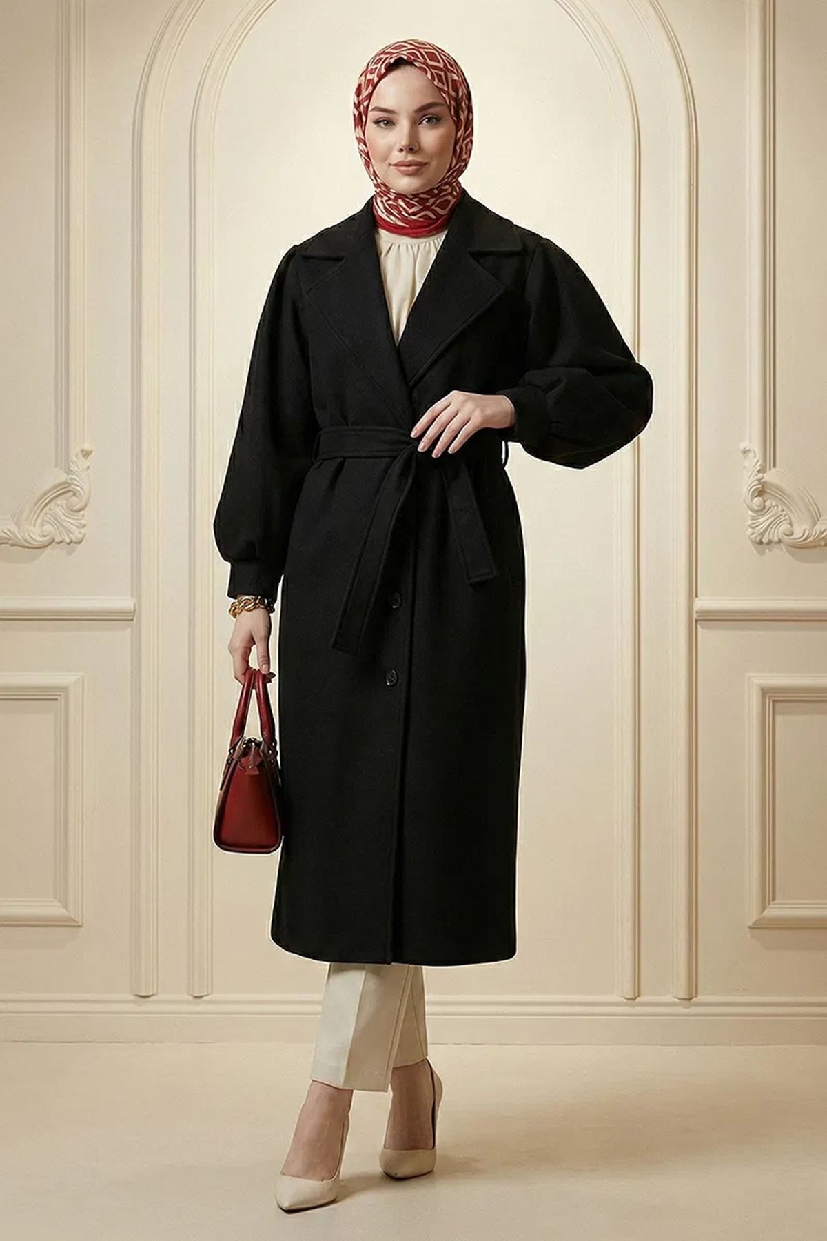 Balon Kol Kaşe Siyah