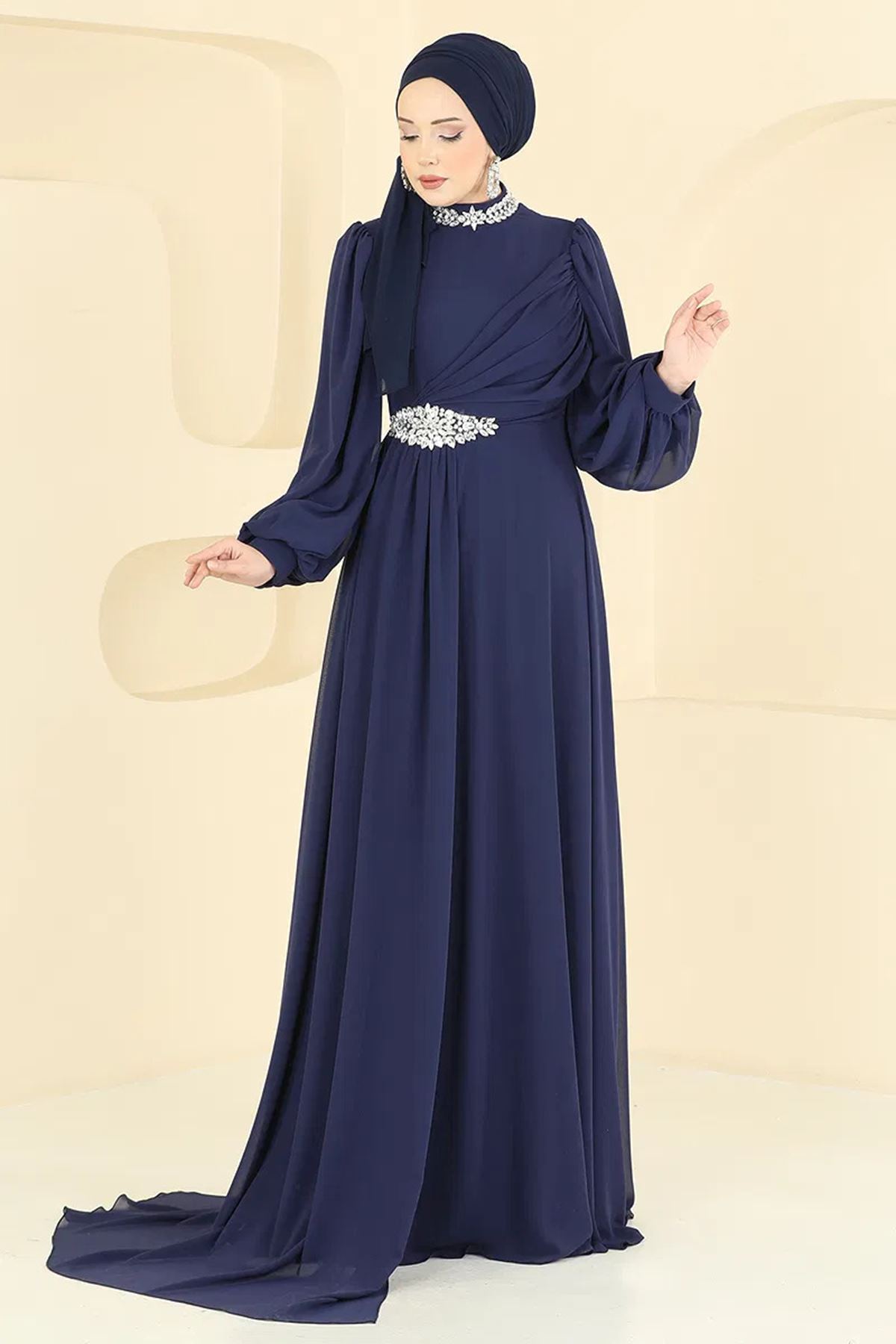 Taş Detaylı Abiye Açık Laci