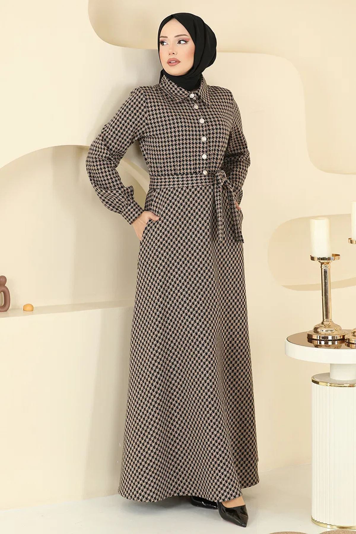 Düğme Detaylı Elbise Vizyon