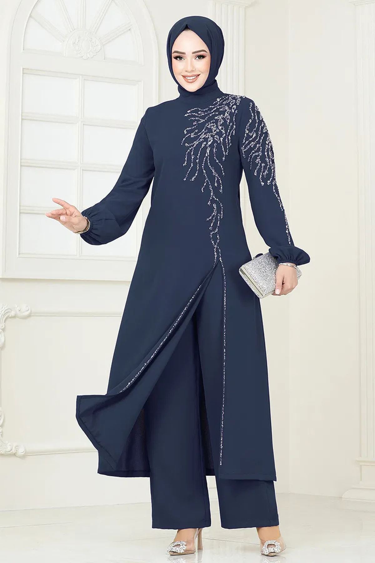 Taşlı Şık Takım Açık Laci