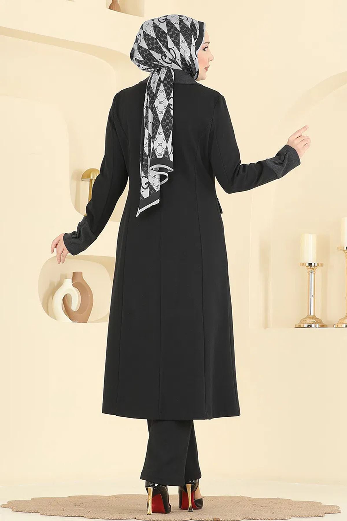 Kruvaze Yaka Kombin Koyu Antrasit