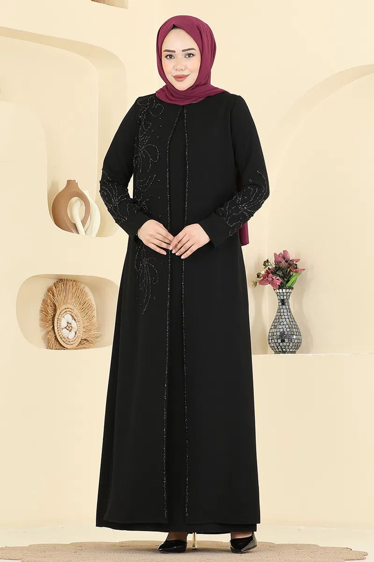 Taşlı Elbise Siyah