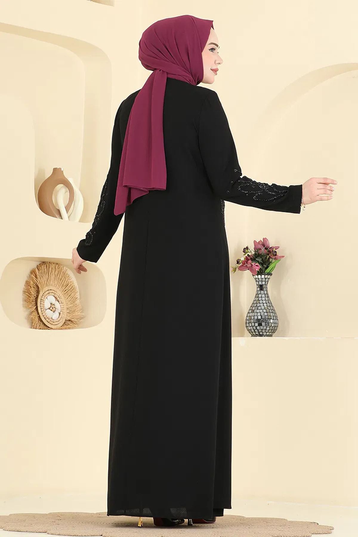 Taşlı Elbise Siyah