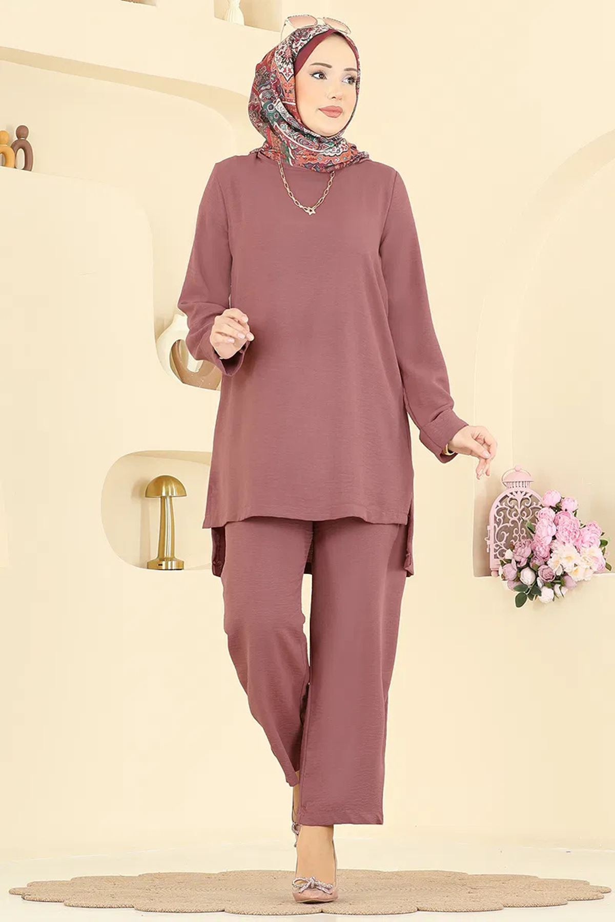 Salaş 2 li Takım Koyu Gül Kurusu