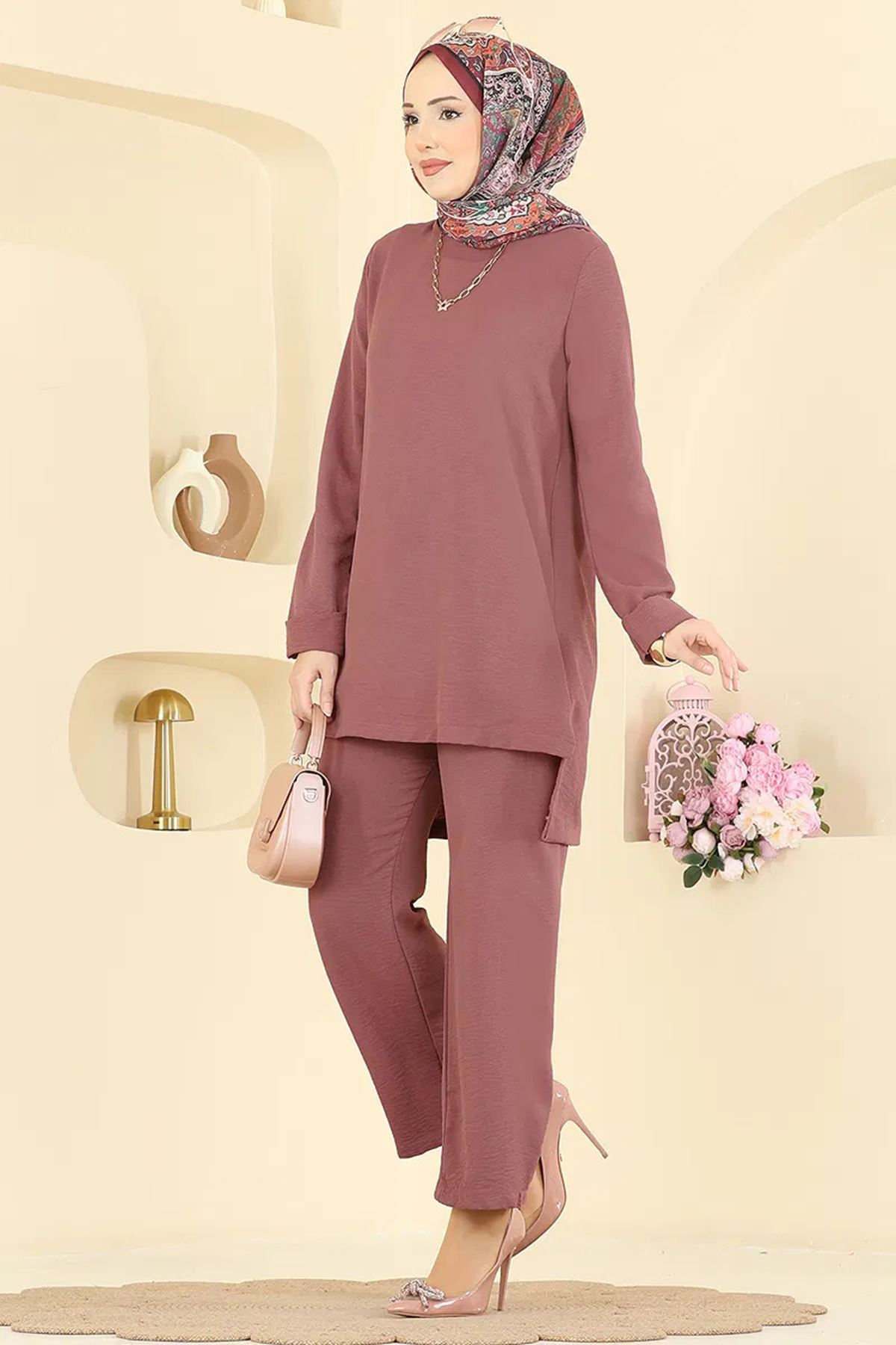 Salaş 2 li Takım Koyu Gül Kurusu