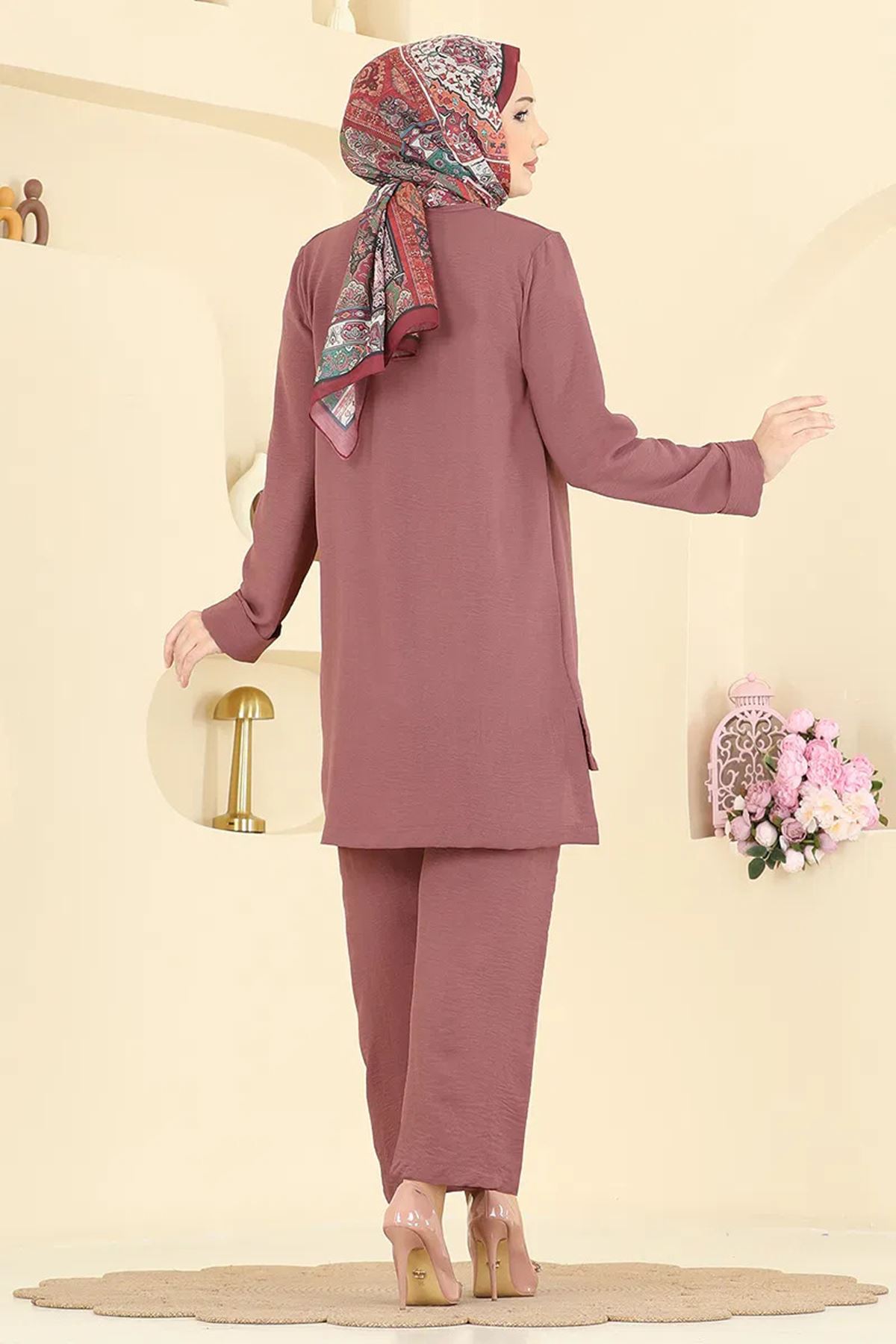 Salaş 2 li Takım Koyu Gül Kurusu