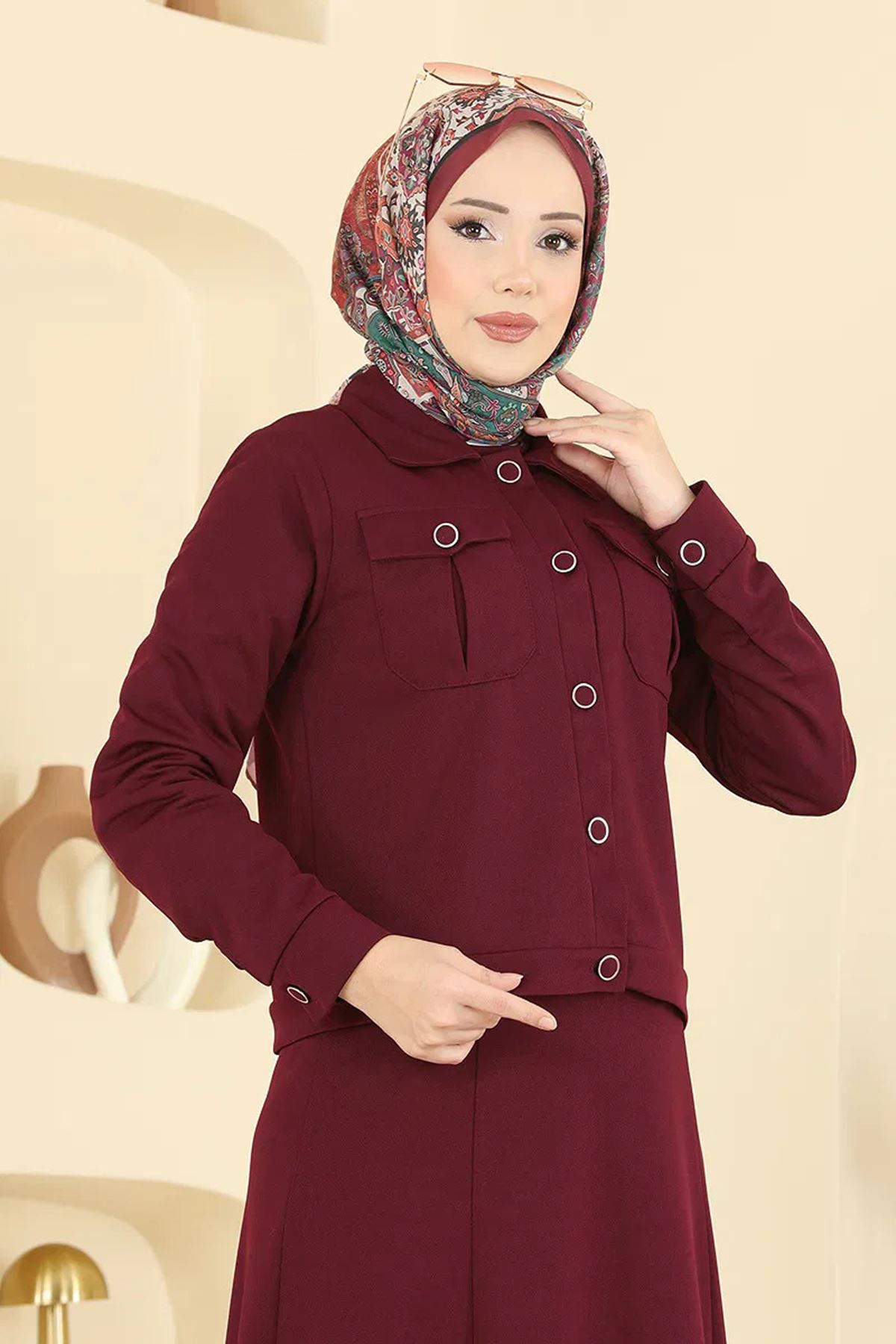 Ceket ve Elbise Takım Bordo