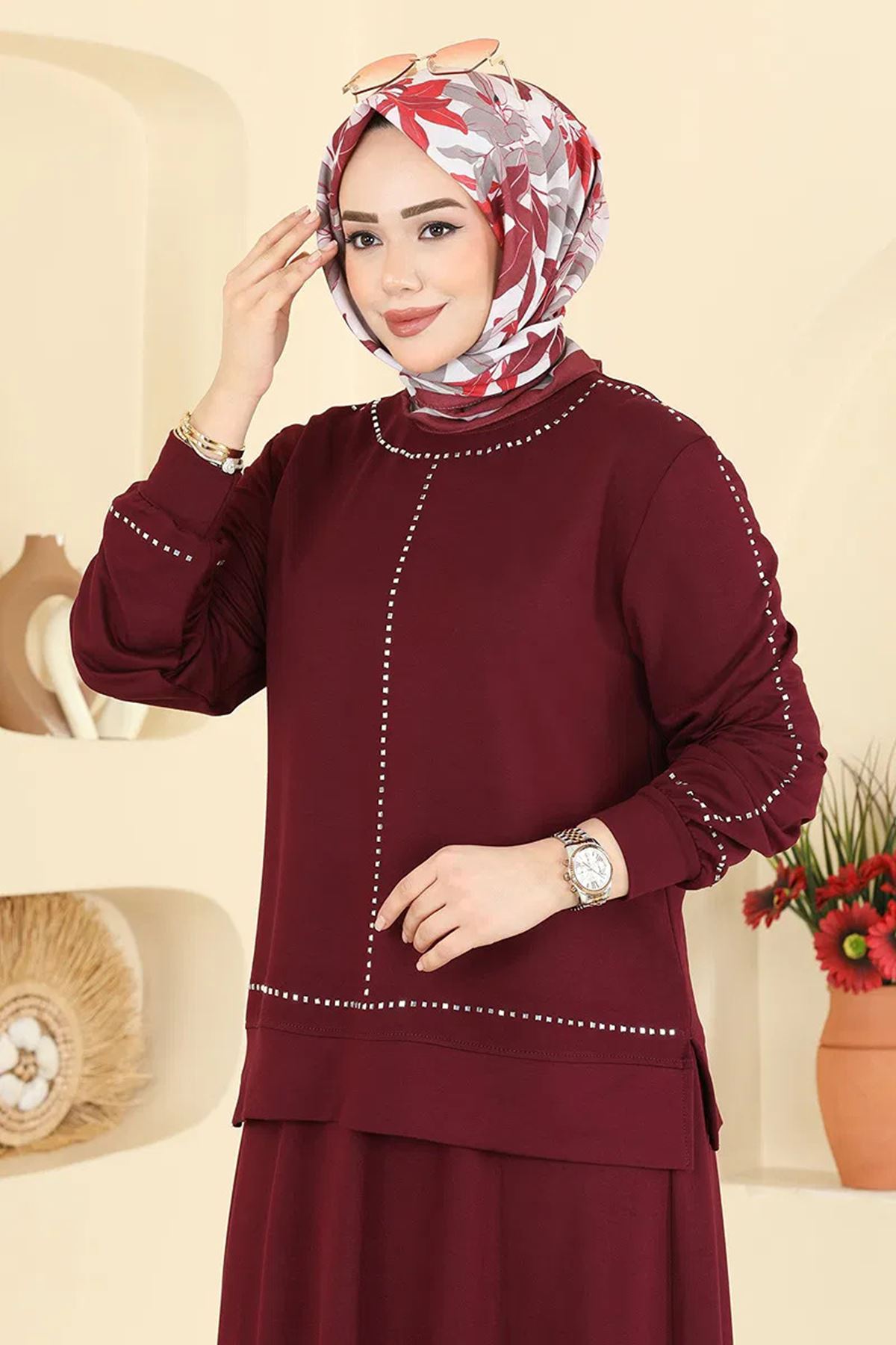 Modal 2 li Takım Açık Bordo