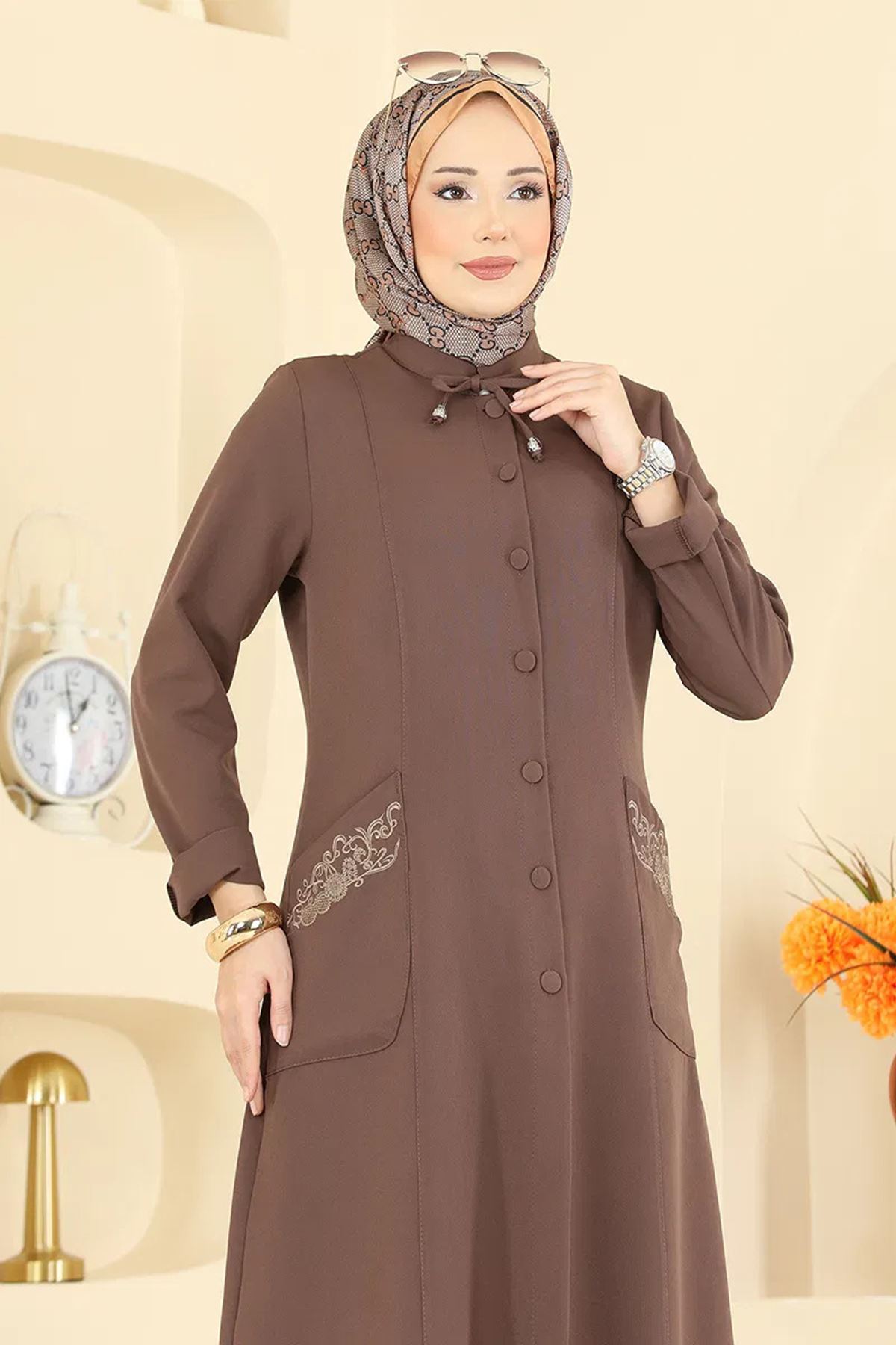 Nakışlı Detaylı 2 Li Takım Kahve