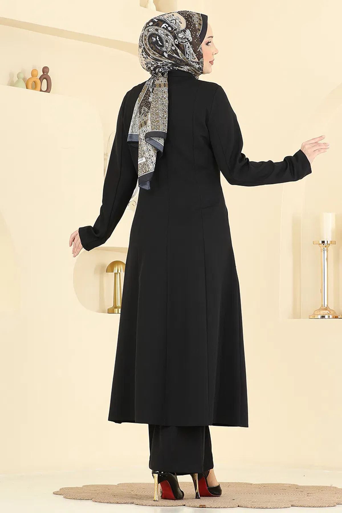 Nakışlı Detaylı 2 Li Takım Siyah