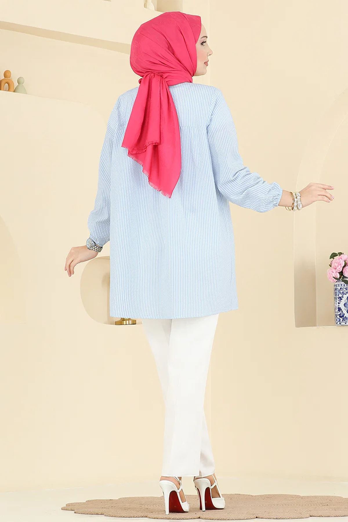 Fırfır Detaylı Tunik Bebe Mavisi