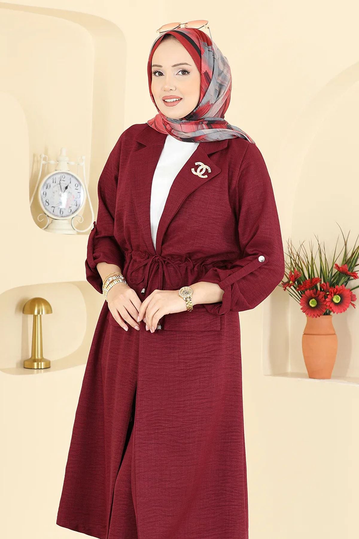 Beli Tünelli Takım Bordo