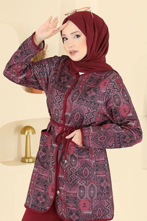 Etnik Desenli Takım - Bordo