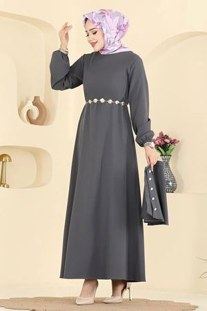Pelerinli Elbise - Antrasit