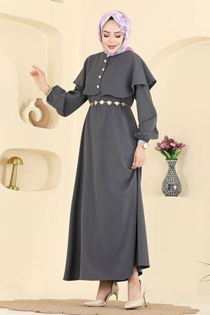 Pelerinli Elbise - Antrasit