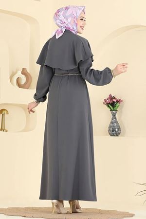 Pelerinli Elbise - Antrasit