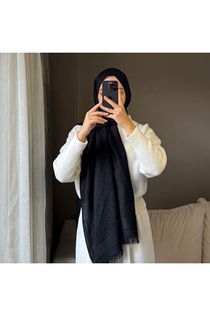 İthal D Desen Siyah İthal Kaşmir İpek Şal