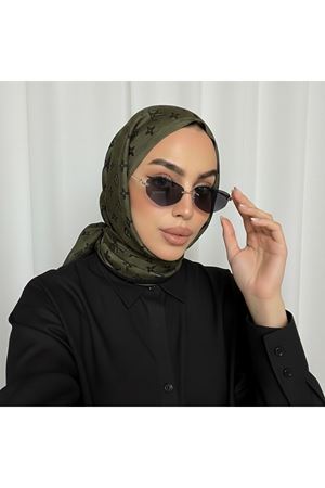 İthal LV Desen Çift Taraflı Kaşmir Yeşil Şal