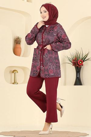 Etnik Desenli Takım - Bordo