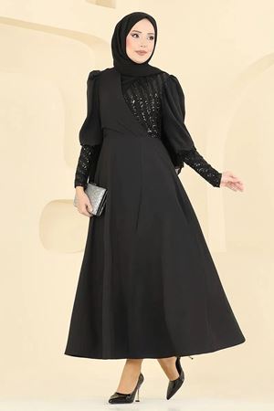 Pul Detaylı Abiye - Siyah