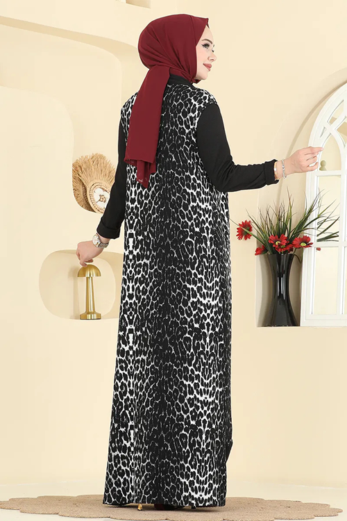 Desenli Yelekli Takım - Desen 1 Siyah