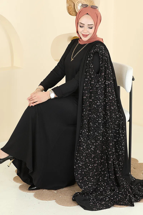 Desenli Yelekli Takım - Desen 2 Siyah