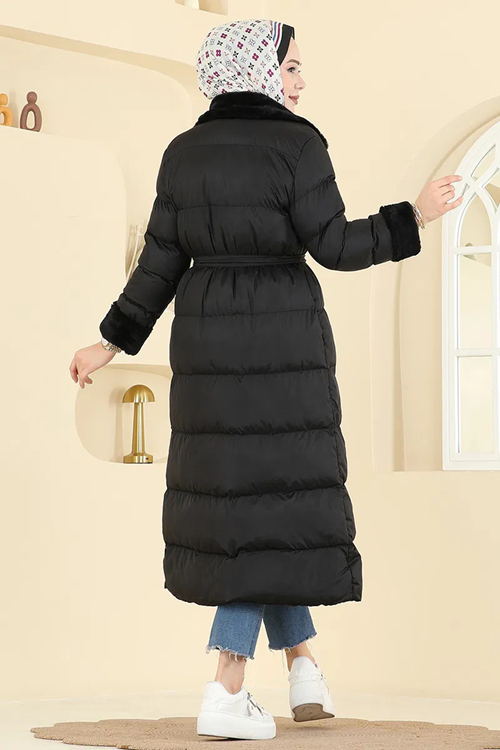 Kruvaze Yaka Jesika Kaban - Siyah