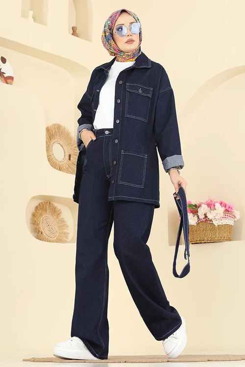 Kuşaklı Koyu Kot Takım