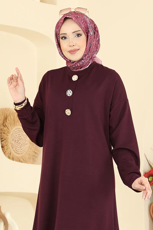 Gold Düğmeli Şık Takım Bordo