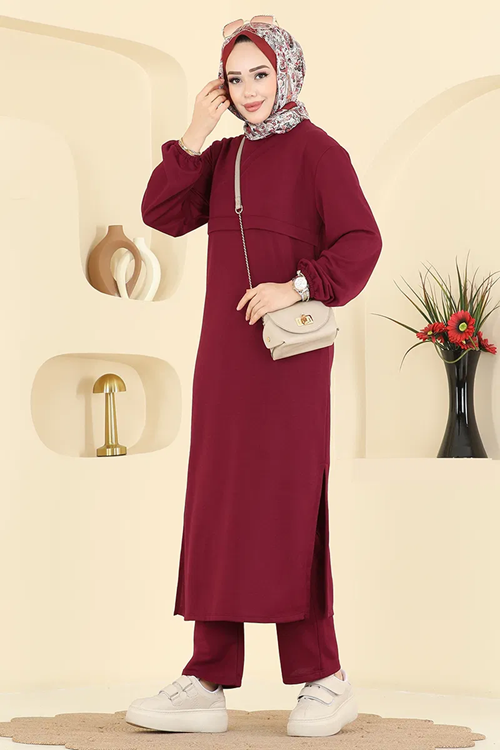 Manşeti Lastikli Takım Bordo