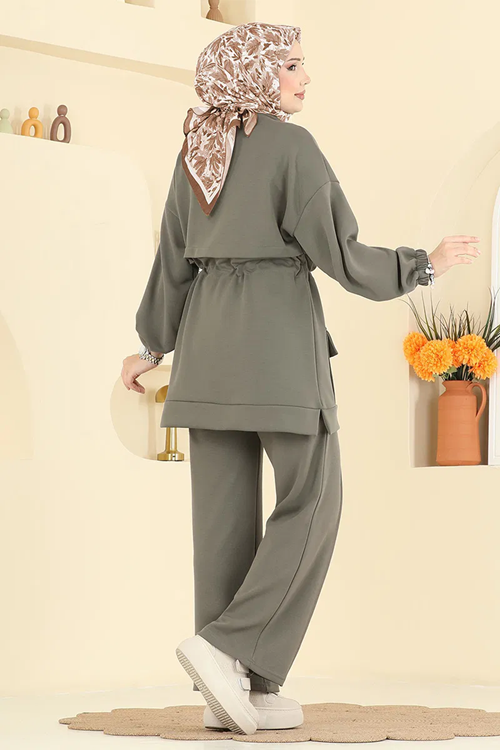 Bağcıklı Modal Takım Açık Haki