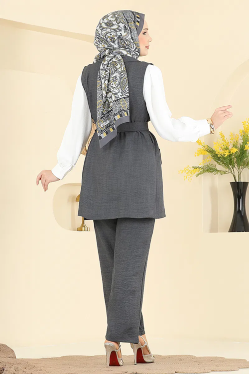 Yelekli Üçlü Takım Antrasit