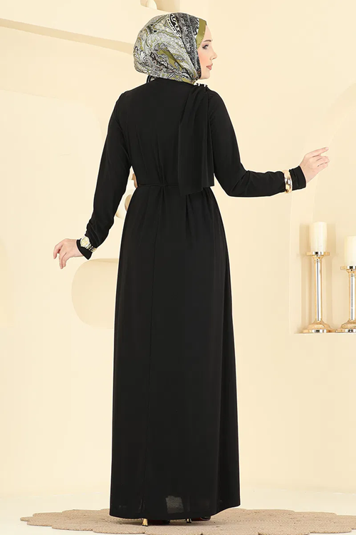 Toka Aksesuar Detaylı Sandy Elbise Siyah